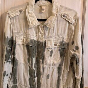 Women's Indigo Thread Cotton Tie-Dye Jacket in Jean Jacket Style Size L